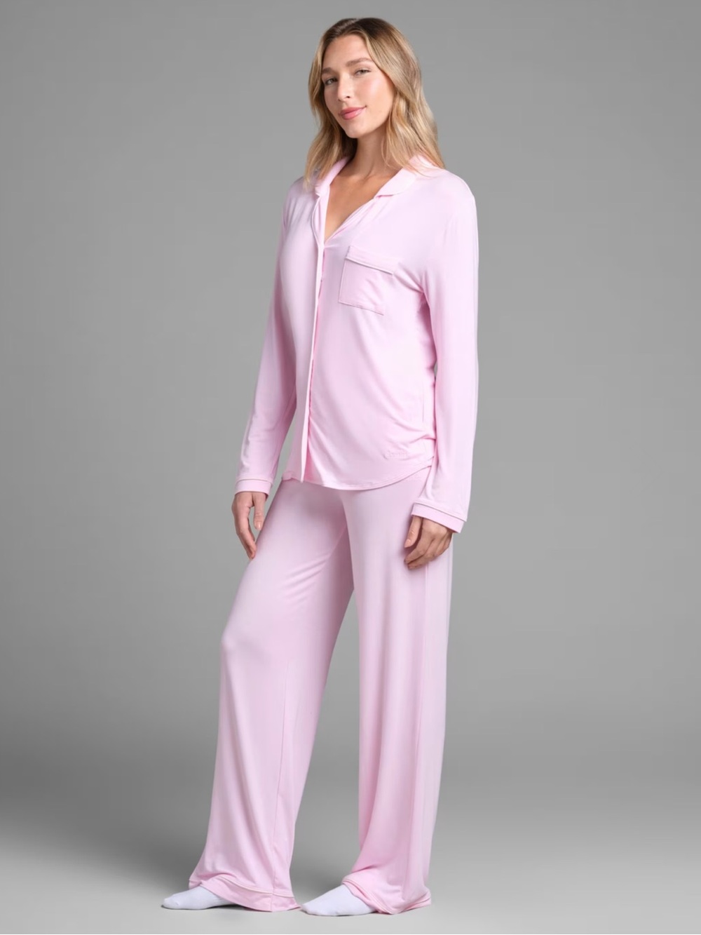 Pink Comfrt Relaxed Long-Sleeve Pajama Set